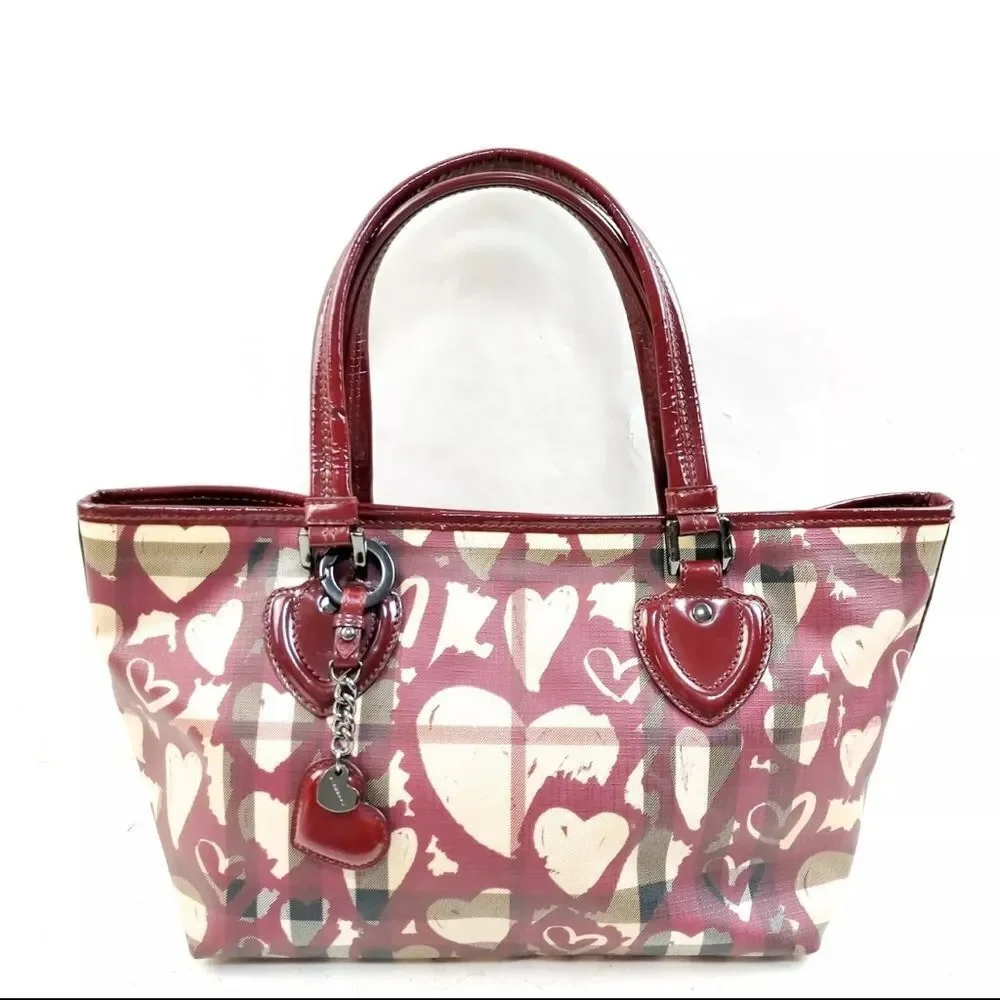 Burberry Ltd Edition Patent Painted Heart Supernova Coated Canvas Nickie Tote